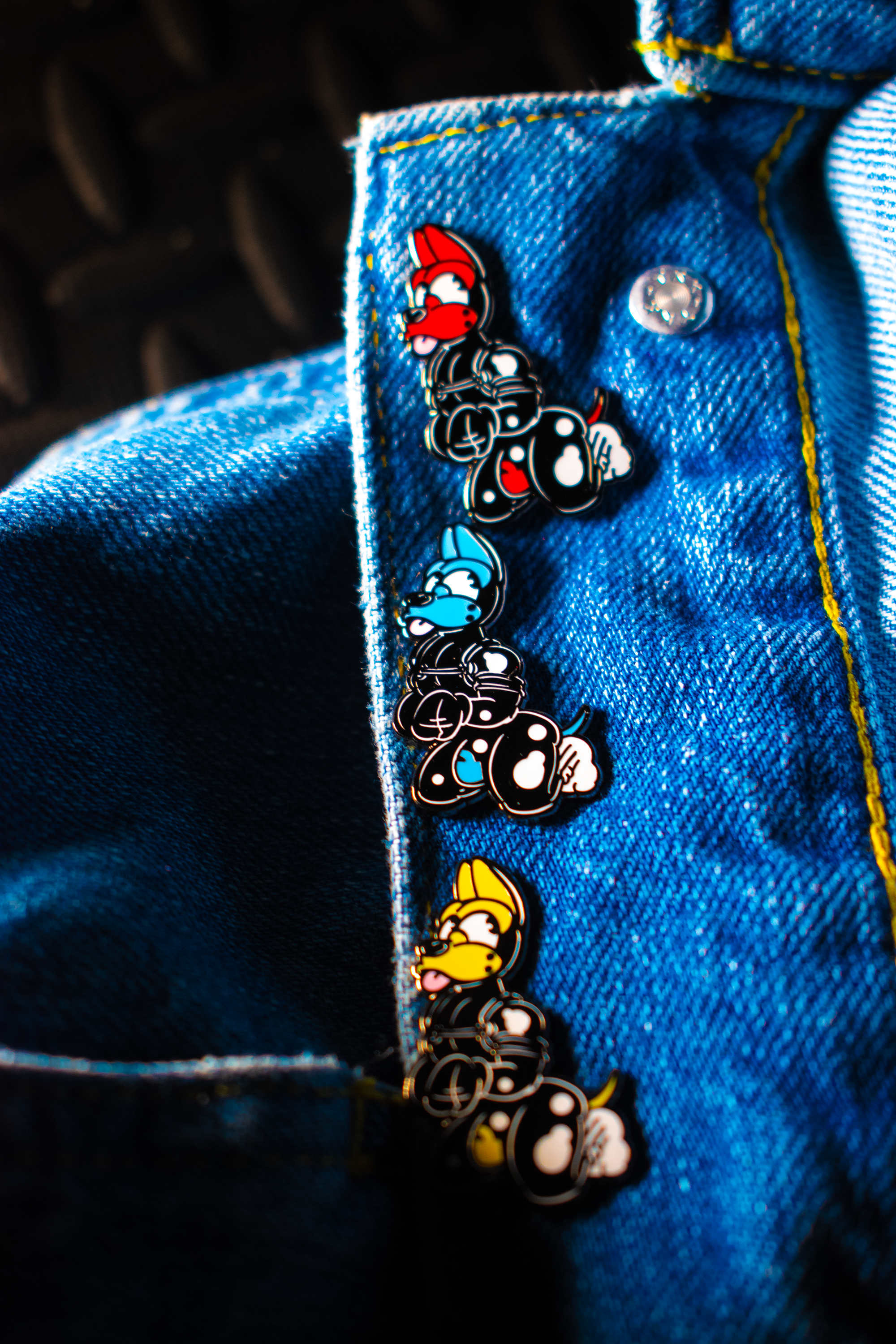 Rubber Dog Enamel Pin (YELLOW)